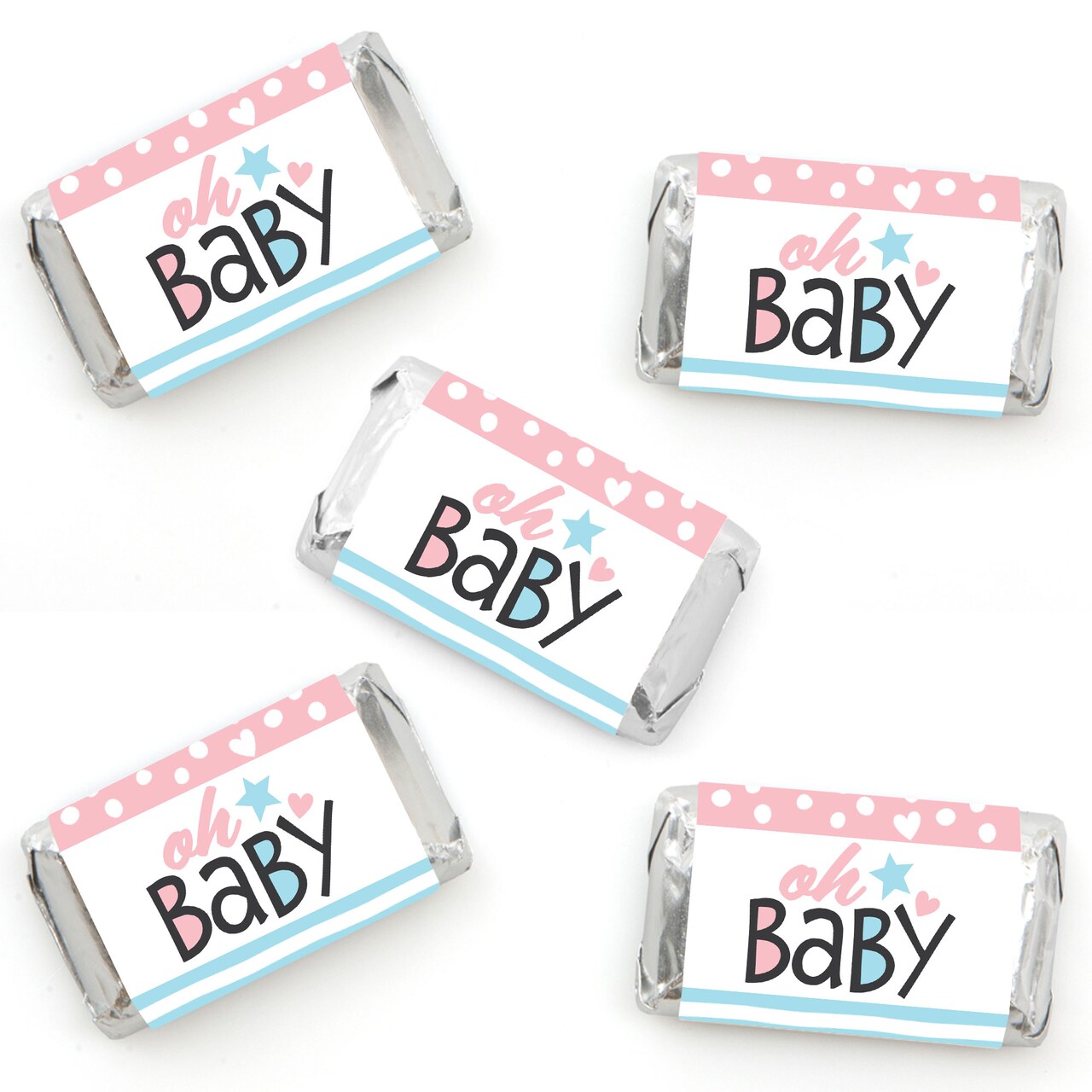 Big Dot of Happiness Baby Gender Reveal - Mini Candy Bar Wrapper Stickers - Team Boy or Girl Party Small Favors - 40 Count